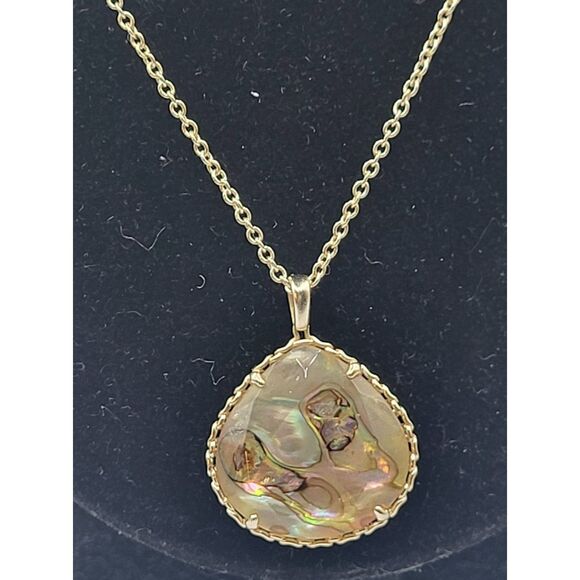 Teardrop Abalone Faceted Pendant Necklace 30in - Picture 4 of 5